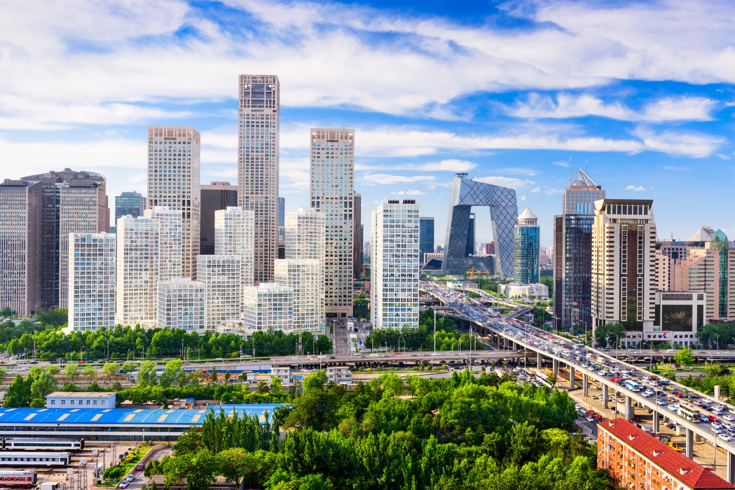 beijing china modern financial district skyline on a nice day