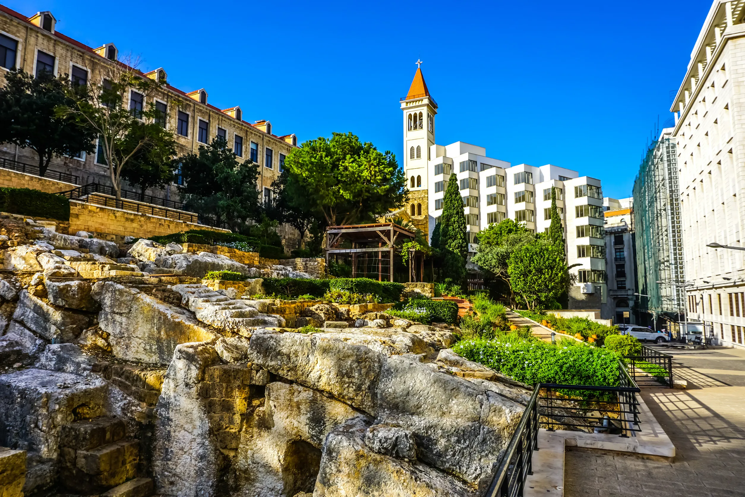 beirut roman baths site with saint louis roman catholic church