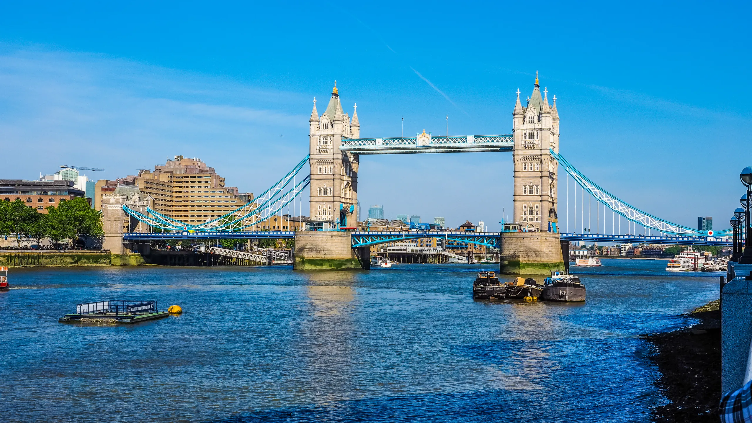 high dynamic range hdr tower bridge on river thames in london uk